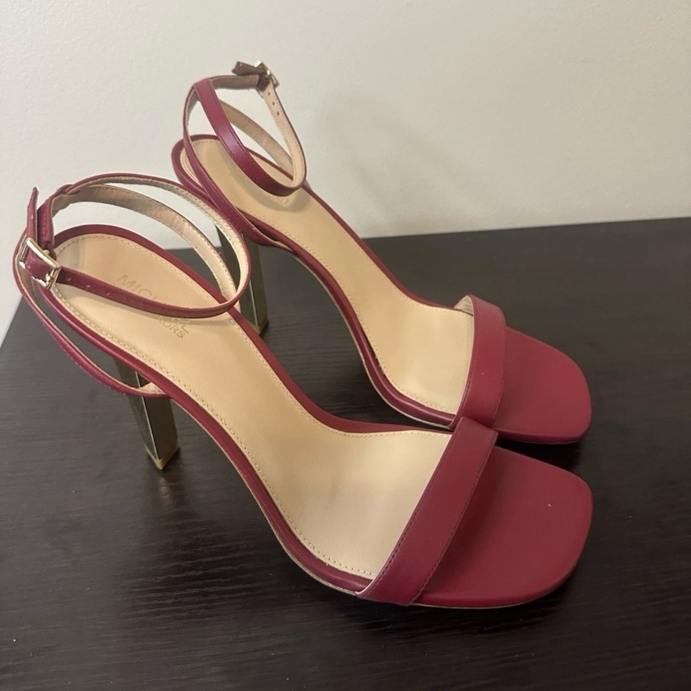 Michael Kors Halle Red Leather Heels NWOT; Size 8.5 - Picture 2 of 7